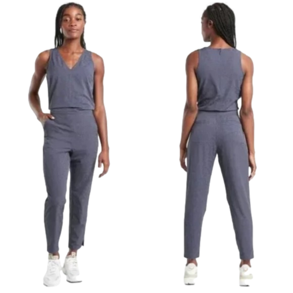 Athleta Pants - Athleta Brooklyn Textured Jumpsuit Jacquard Leopard Medieval Violet Size 10 New